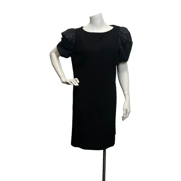 Rickie Freeman Teri John 14 Black w/ Gray Puffy Short Sleeve Retro Mini Dress